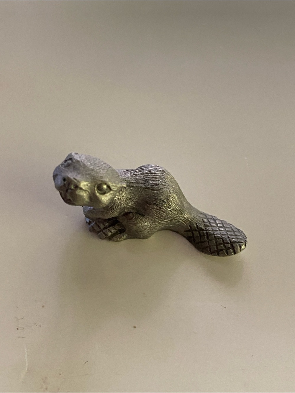 Little Pewter Beaver vintage miniature metal figurine Spoontiques number P 108